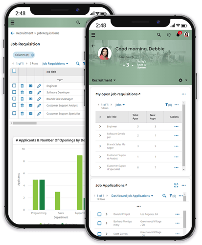 Recruitment Software Mobile Device Screenshots