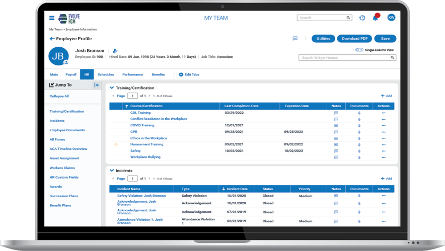 Cannabis HR Software Laptop Device Screenshot of an Employee Profile Cannabis HR Software Laptop Device Screenshot of an Employee Profile