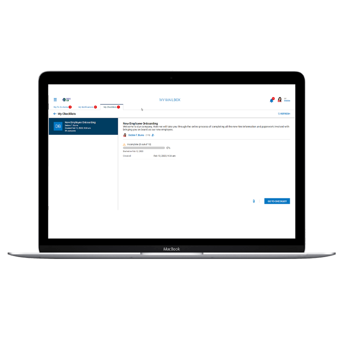 Onboarding Software Laptop Device Screenshot